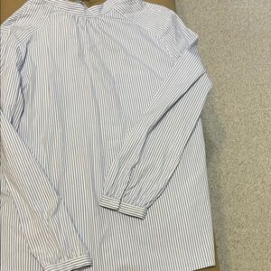 J. McLaughlin Blue and White Striped Dress Shirt